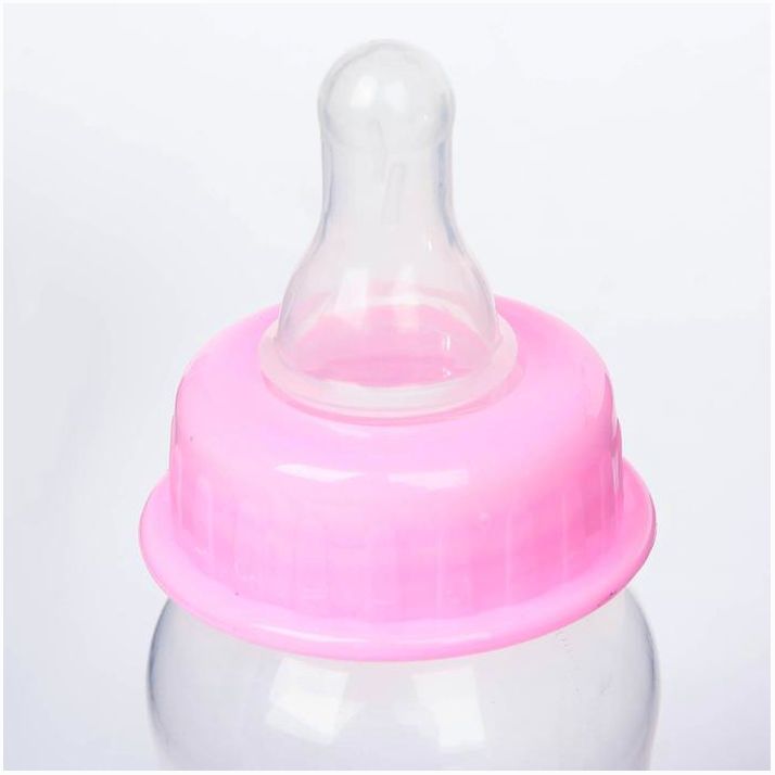 Картинка Бутылочка «Доченька», классическое горло, с погремушкой, 60 мл., от 0 мес., цвет розовый (№2506807) от магазина Мир детей Товары для Новорожденных