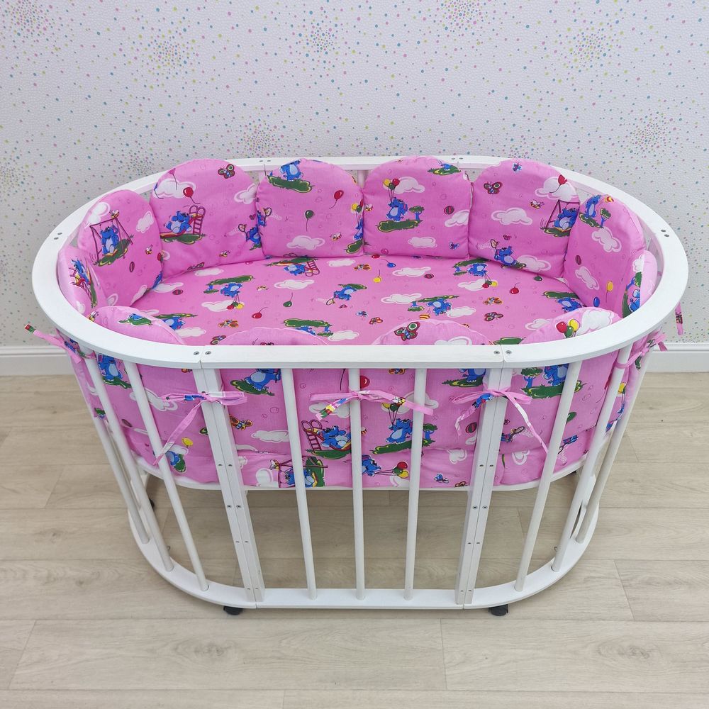 № 974 Бортик из 12 подушек Полукруг по всему периметру кроватки (бязь + синтепон)