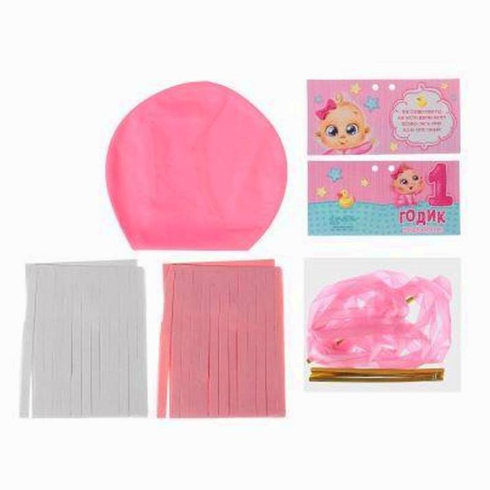 Картинка Воздушный шар "1 годик малышка", розовый, с тассел лентой, 24" (№1626999) от магазина Мир детей Товары для Новорожденных