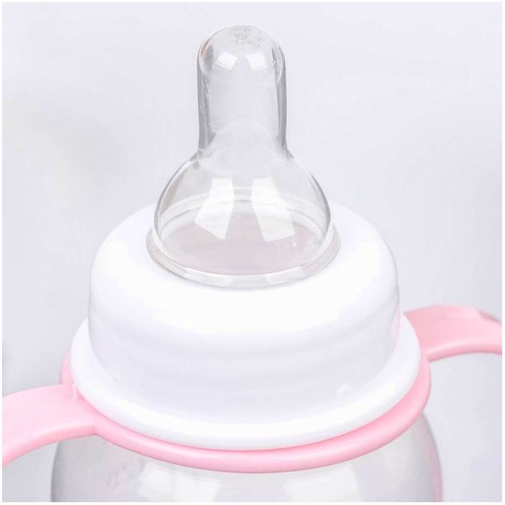 № 2667397 Бутылочка для кормления «Принцесса» с ручками, 150 мл, от 0 мес., цвет розовый