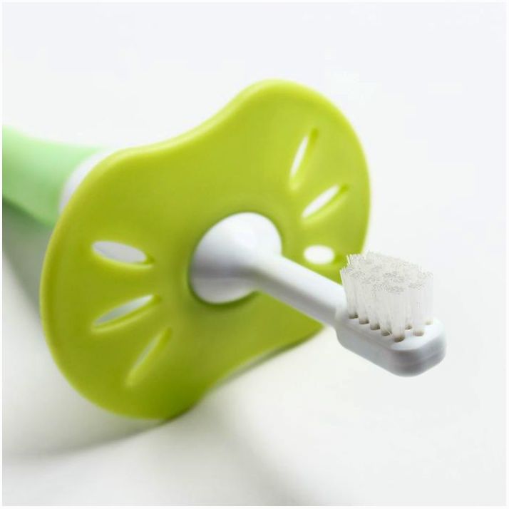 Картинка Детская зубная щётка с ограничителем, нейлон, от 3 мес., цвета МИКС (№2315074) от магазина Мир детей Товары для Новорожденных