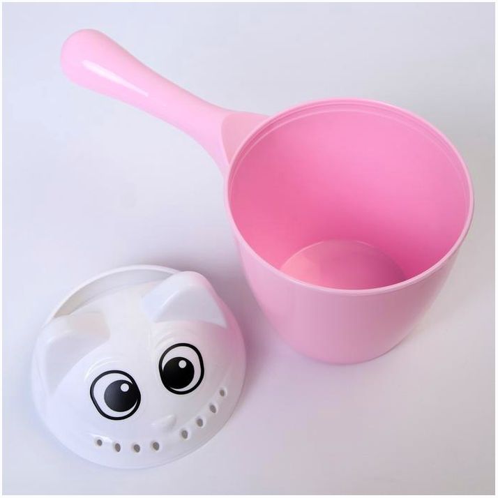 Картинка Ковш для купания и мытья головы, банный ковшик, хозяйственный «Котофей», 1 литр, цвет розовый (№2875419) от магазина Мир детей Товары для Новорожденных