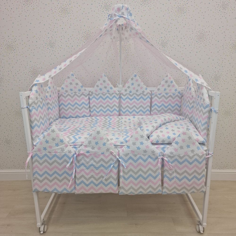 КПБ 18 пр (балдахин + борт + пододеяльник + одеяло + наволочка + подушка + простынь (бязь) 