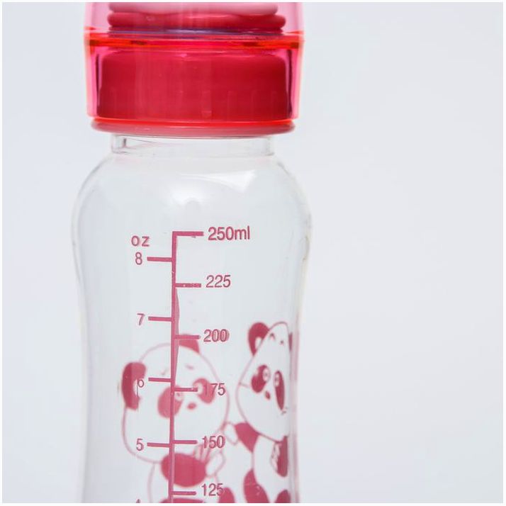 Картинка Бутылочка для кормления, крышка-погремушка, 225 мл., цвет розовый (№4780639) от магазина Мир детей Товары для Новорожденных