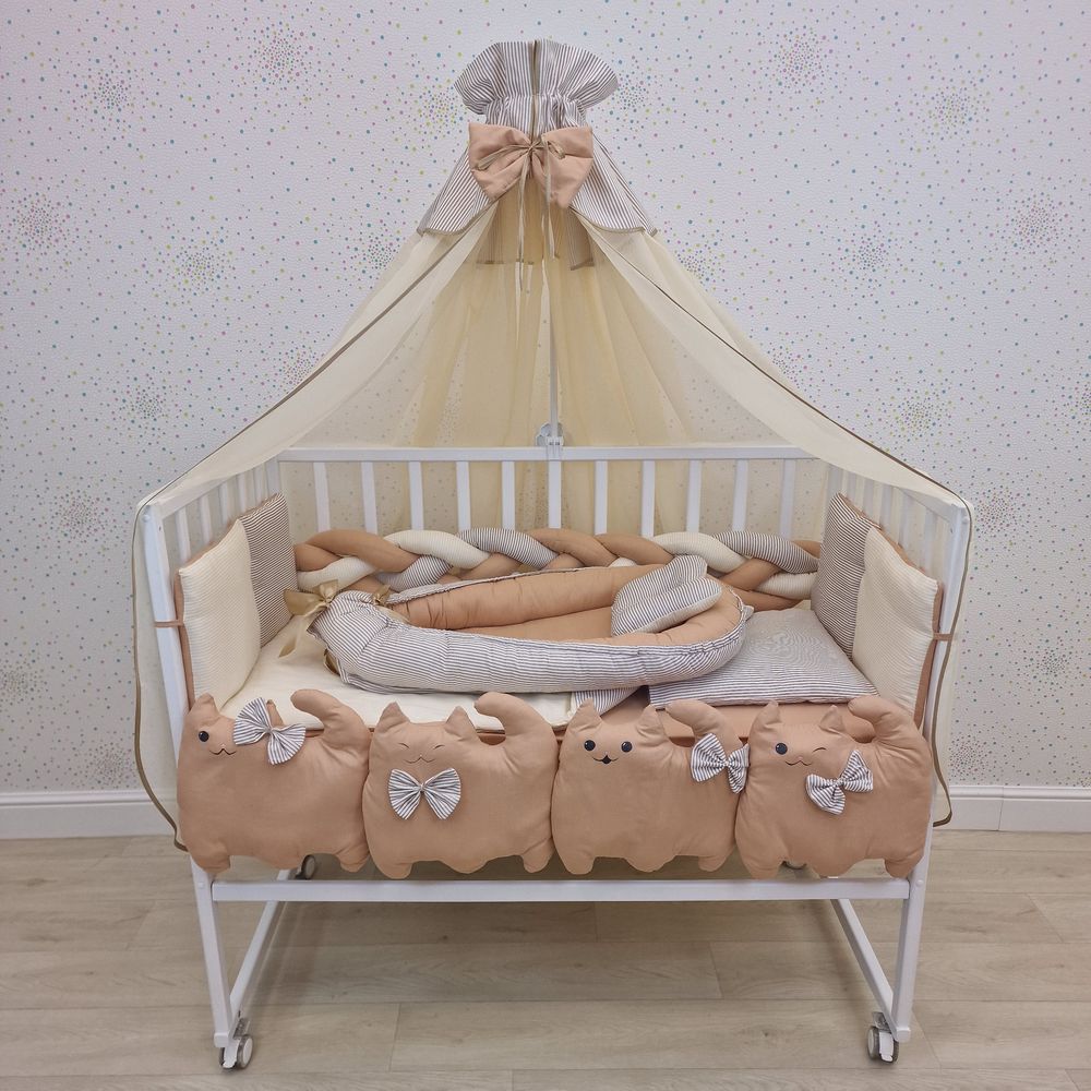 КПБ 17 пр (балдахин + борт + пододеяльник + одеяло + наволочка + 2подушки + простынь + гнездо (бязь) артикул анонс 1173-0-1_04