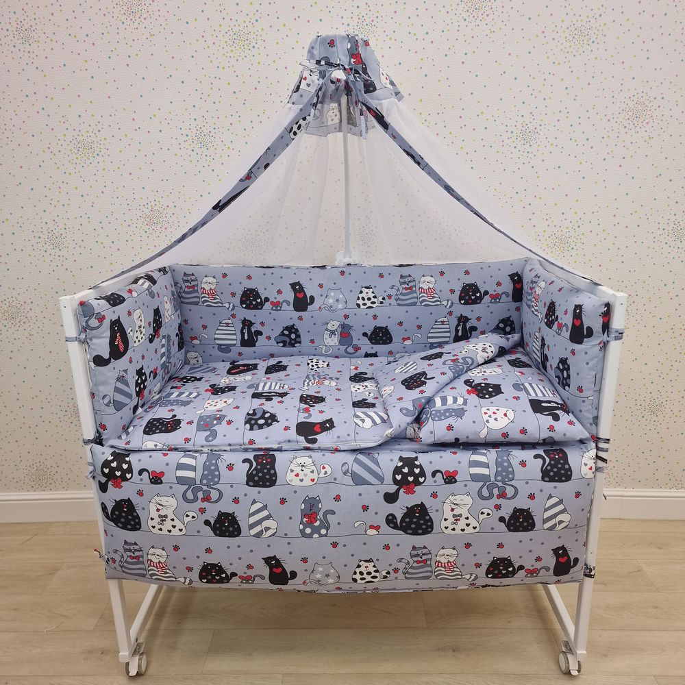 КПБ 10 пр (балдахин + борт + пододеяльник + одеяло + наволочка + подушка + простынь (бязь) 4прямуг артикул анонс 1145-4-1