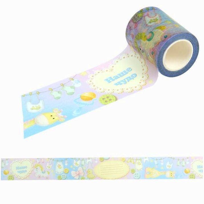 Лента клейкая декоративная бумажная «Малыши», 5 см ? 10 м артикул анонс 954134