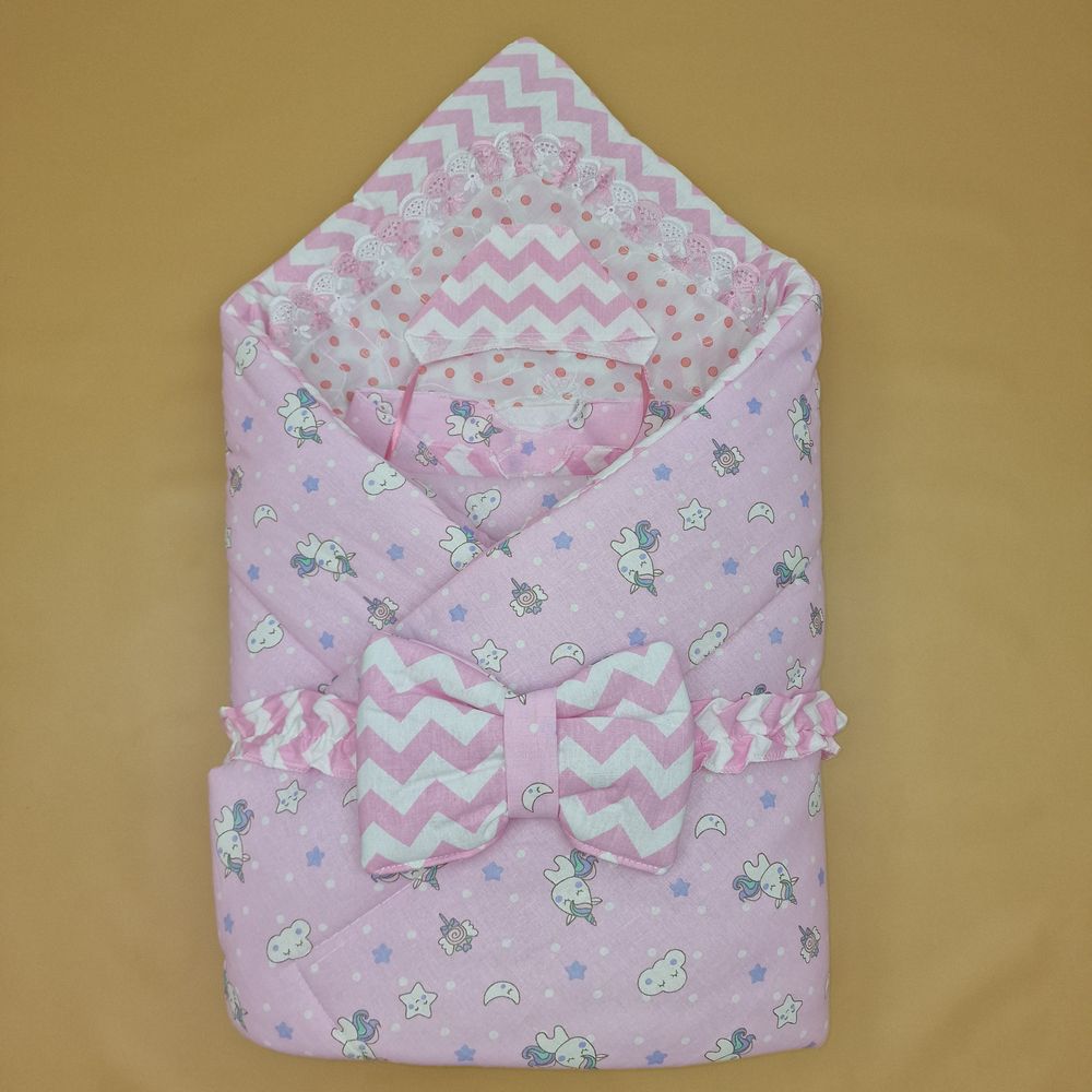 Комплект на выписку 7 пр: одеяло+уголок+пеленка+2 распашонки+чепчик+бант артикул анонс 1880б-2-2_о_17