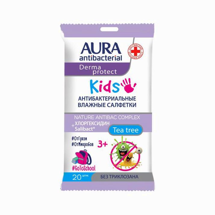 Картинка Влажные салфетки AURA, детские 3+, 20 шт. (№5426626) от магазина Мир детей Товары для Новорожденных