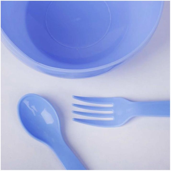 № 1886886 Набор детской посуды, 3 предмета: миска 250 мл, ложка, вилка, от 5 мес., цвета МИКС