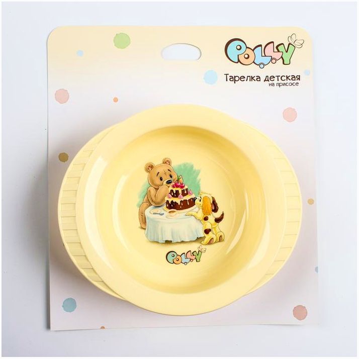 Картинка Тарелка детская глубокая на присоске Polly, рисунок МИКС, 350 мл, 19,5х16х5х5 (№2922086) от магазина Мир детей Товары для Новорожденных
