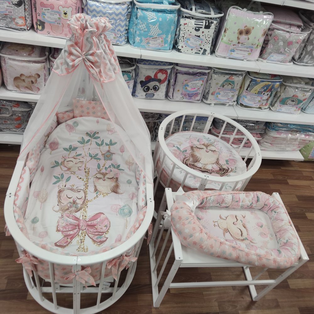 № 1151-О-1 КПБ 21 пр (балдахин + борт + пододеяльник + 2 одеяла + навол + подуш + 2 прост + гнездо (бязь) 12кв