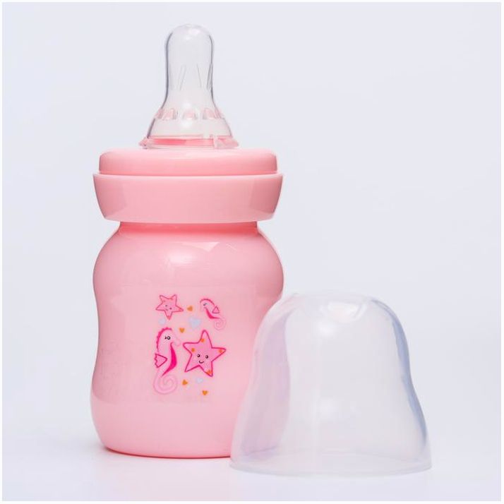 № 4729888 Бутылочка для кормления, классическое горло, 60 мл., от 0 мес., медленный поток, цвет розовый