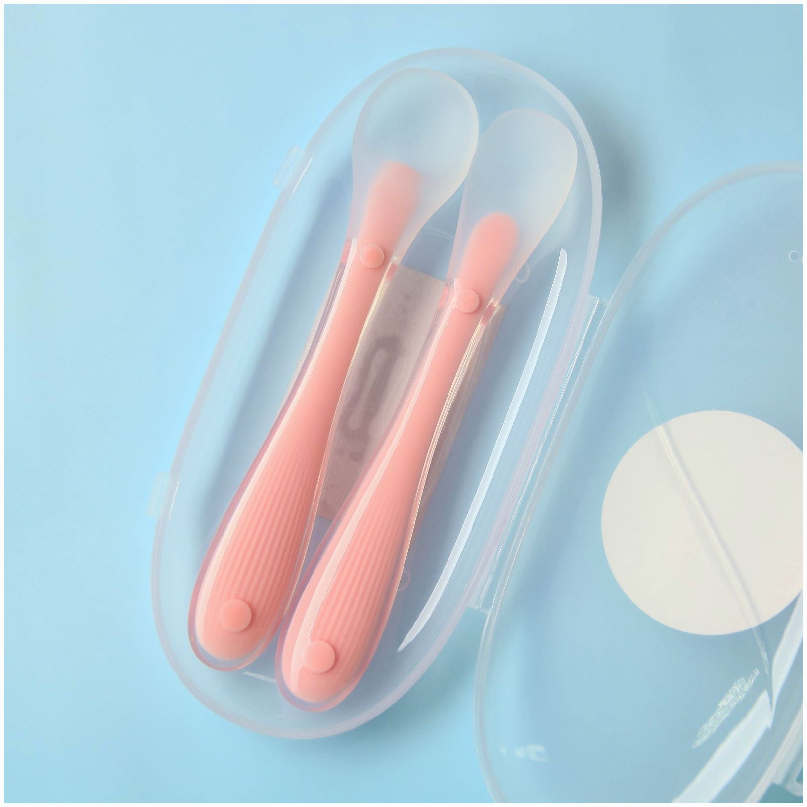 № 9037713 Набор силиконовых ложек для кормления, 2 шт., цвет розовый