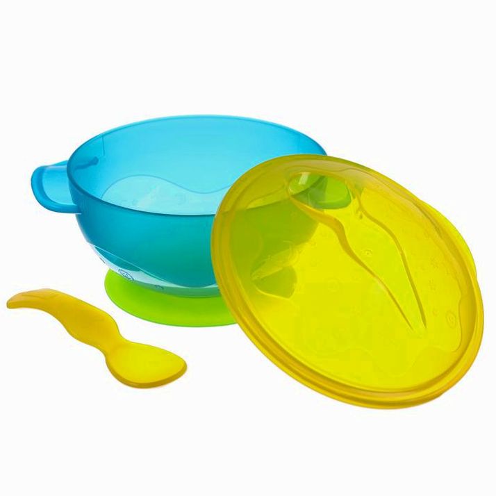 № 9037724 Набор для кормления: миска на присоске с крышкой, ложка, цвет бирюзовый