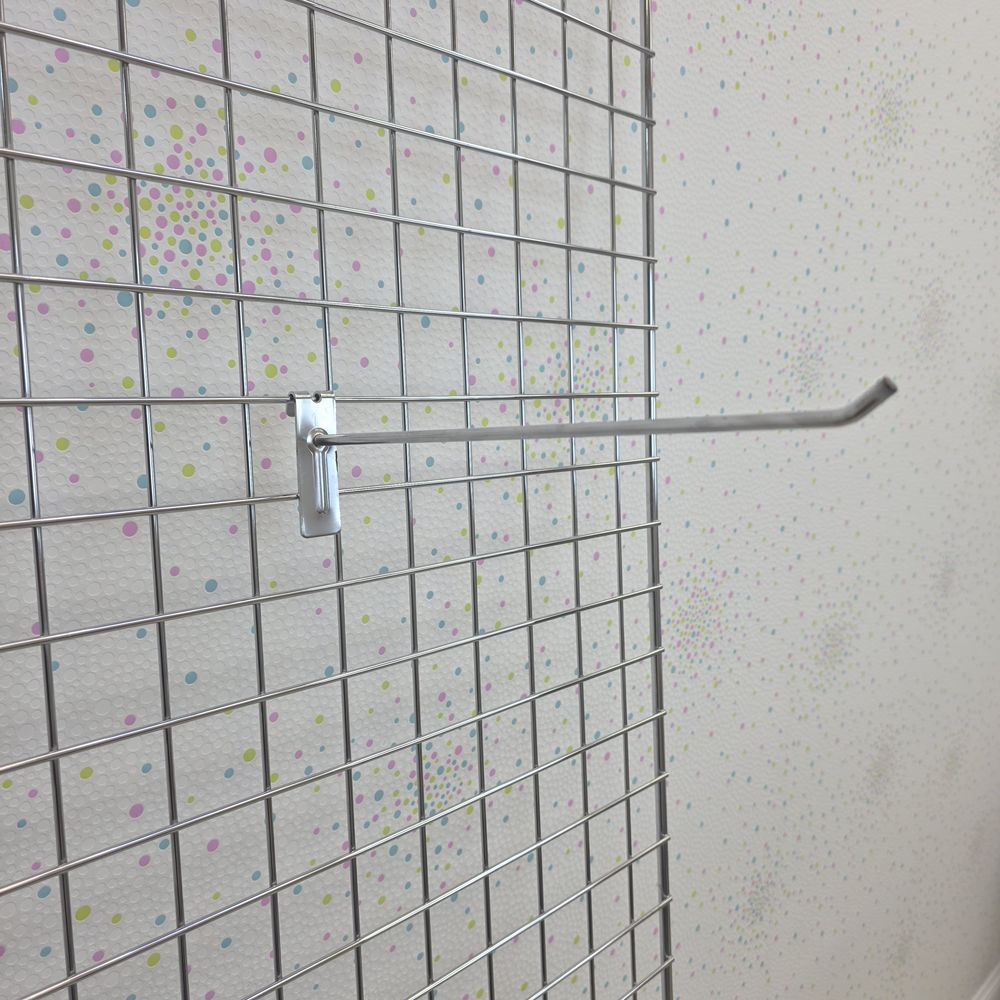 Крючок (кронштейн) на торговую решетку (длина 30 см) хром артикул анонс Кр-один-30х