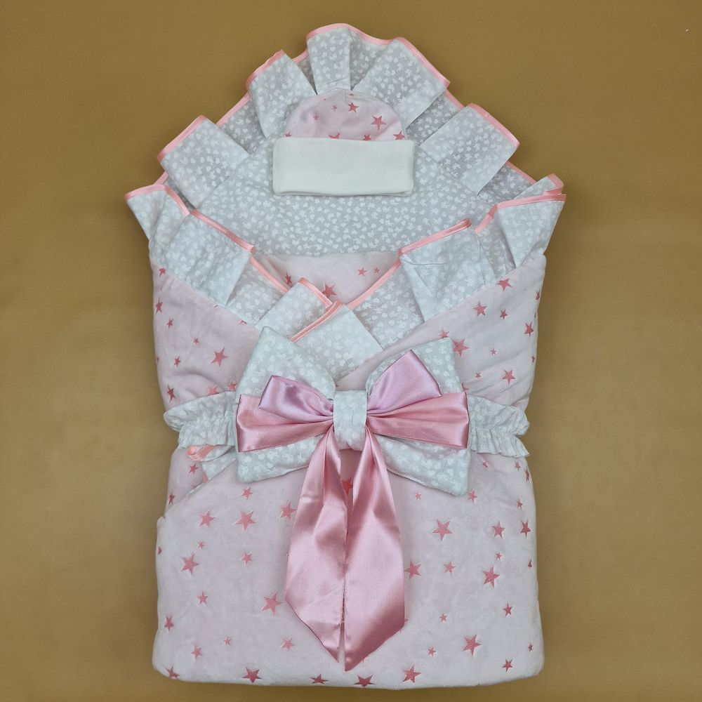 Комплект на выписку 3 пр: одеяло+шапочка+бант (двухсторонний) артикул анонс 1877в-1-2_у_14