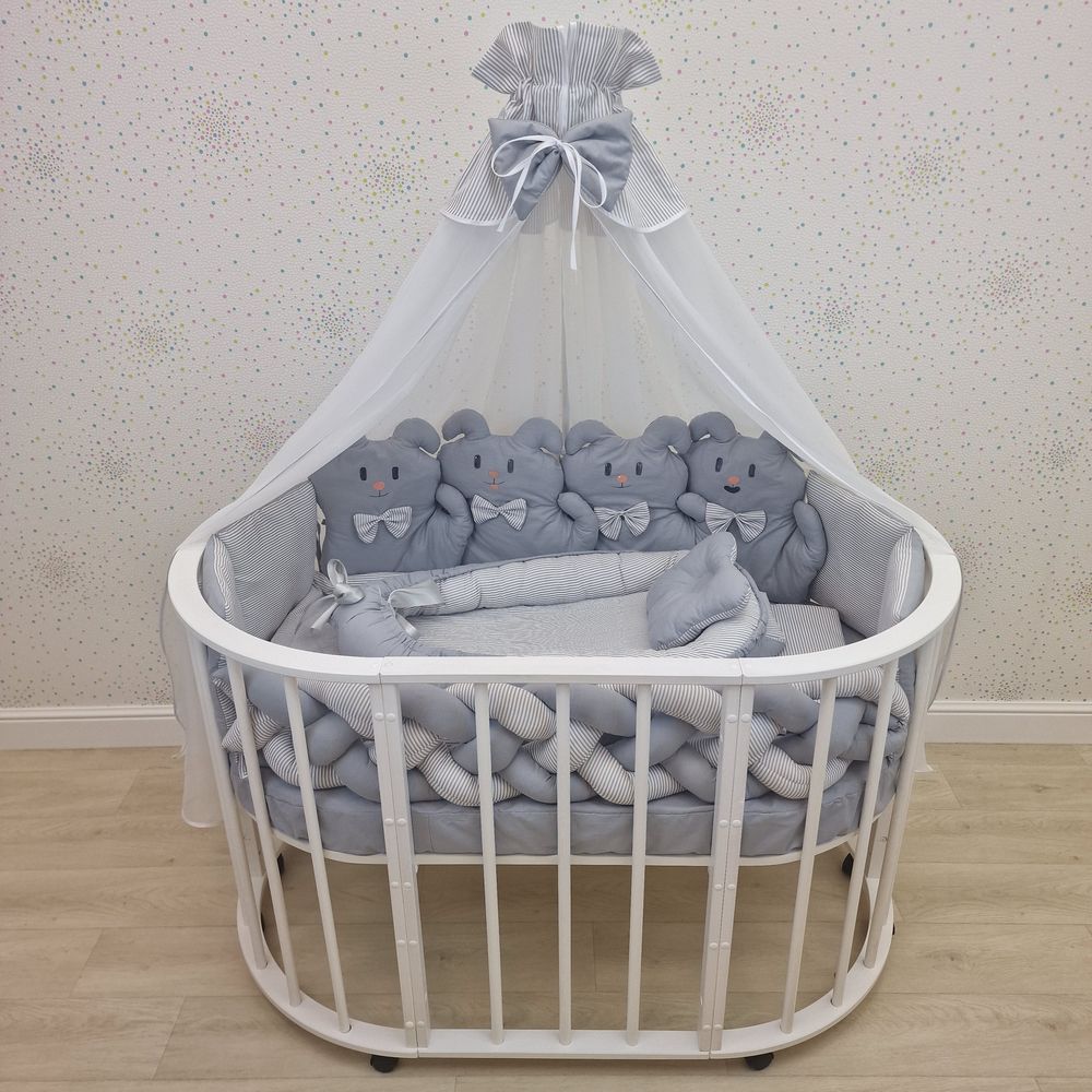 КПБ 17 пр (балдахин + борт + пододеяльник + одеяло + наволочка + 2подушки + простынь + гнездо (бязь) артикул анонс 1171-0-1