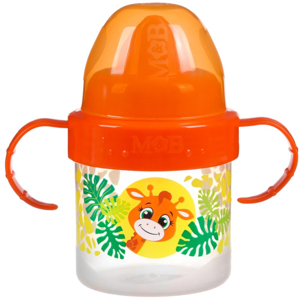 № 10624461 Поильник детский с твёрдым носиком «Жирафик», 150 мл., с ручками, цвет оранжевый