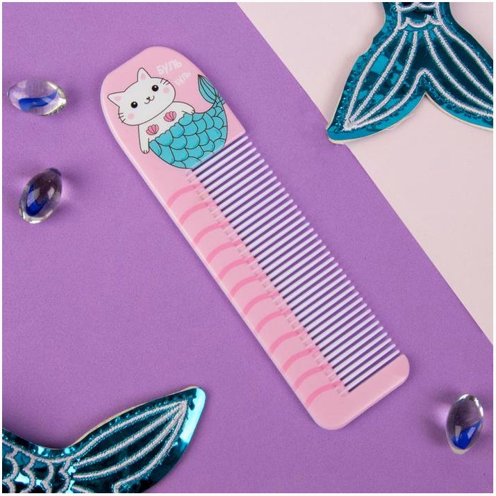 Расчёска фигурная «Кошка-русалка», 14,7 ? 3,7 см артикул анонс 4563946