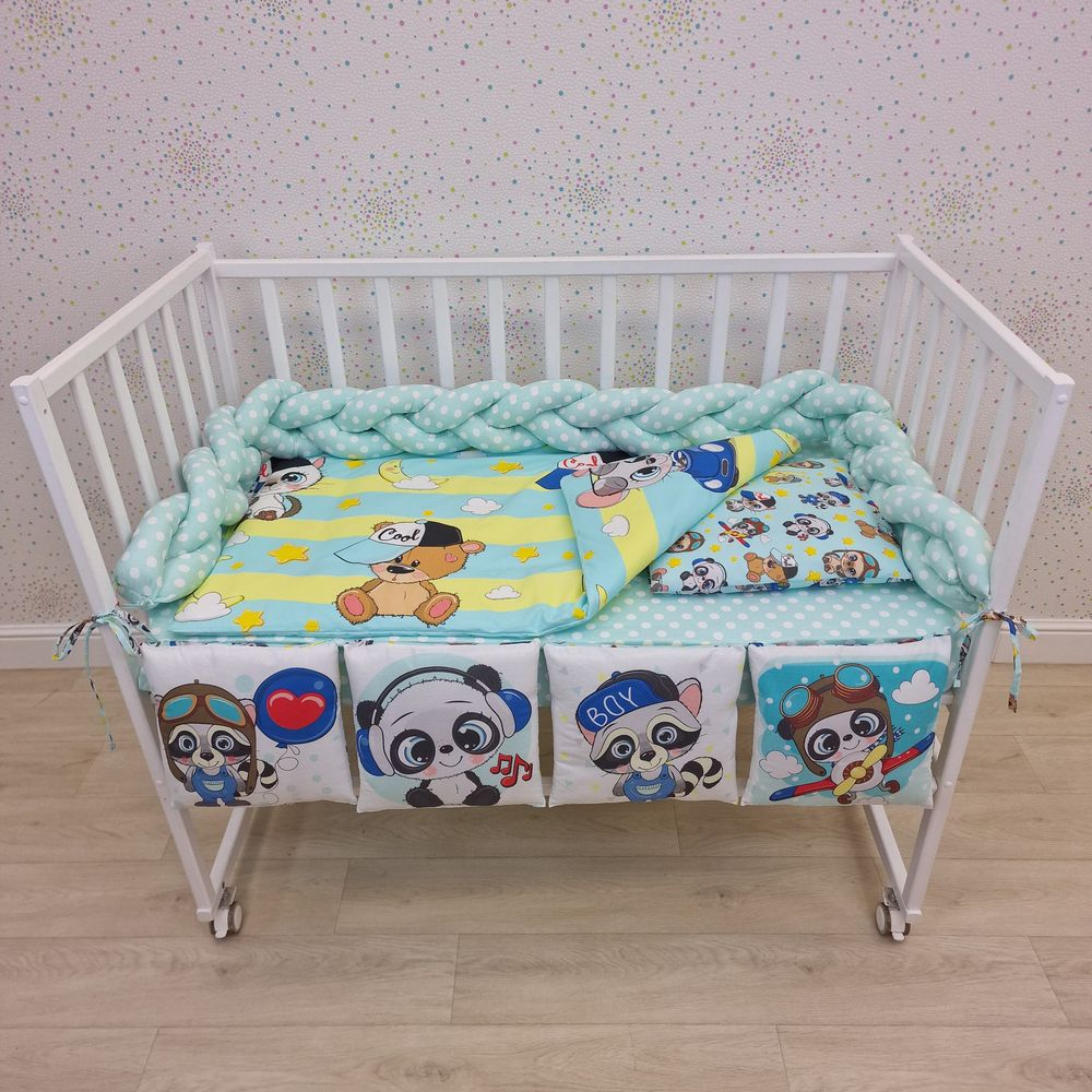 КПБ 10 пр (борт + пододеяльник + одеяло + наволочка + подушка + простынь (бязь) коса артикул анонс 1160-0-1Кбб_03