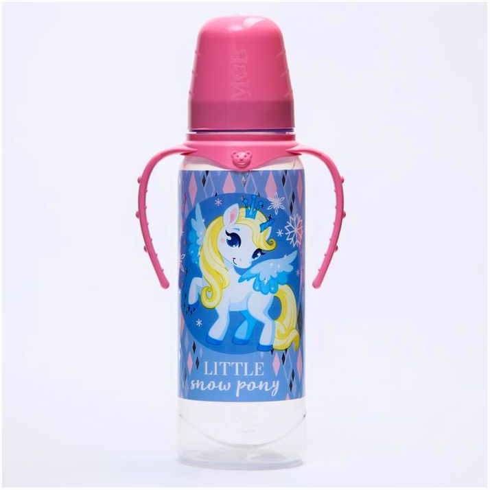 № 6849713 Бутылочка «Новогодняя пони», 250 мл цилиндр, подарочная упаковка, с ручками