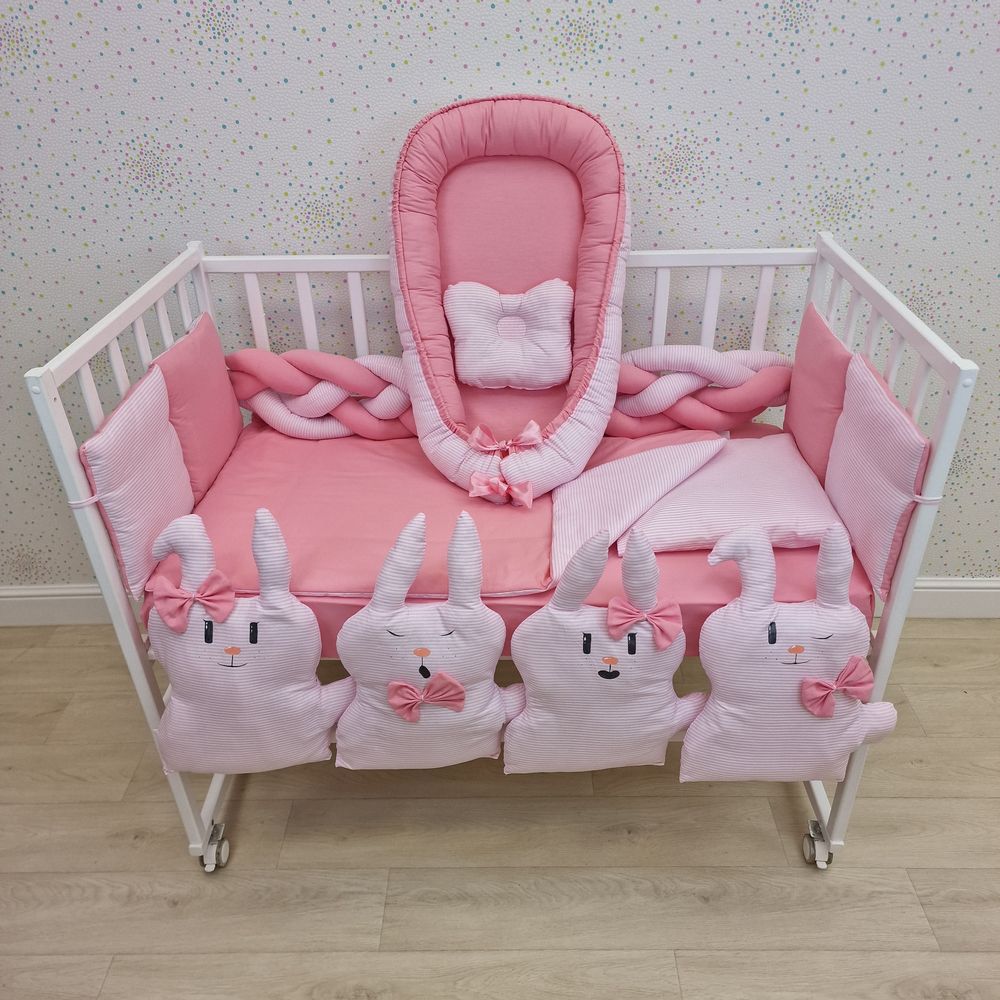 КПБ 16 пр (борт + пододеяльник + одеяло + наволочка + 2подушки + простынь + гнездо (бязь) артикул анонс 1170-0-1бб_06