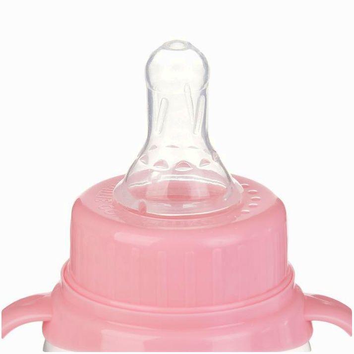 Картинка Бутылочка для кормления, классическое горло, с ручками, 150 мл., от 0 мес., цвет розовый (№2969779) от магазина Мир детей Товары для Новорожденных