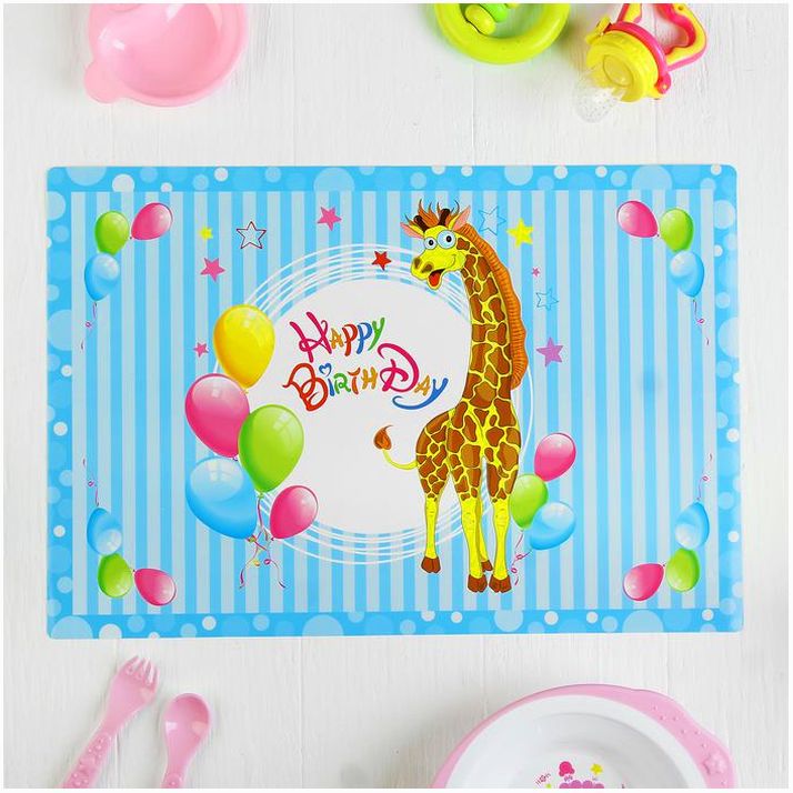 Подтарельник бумажный «Жирафик», набор 6 шт., голубой цвет артикул анонс 1652834