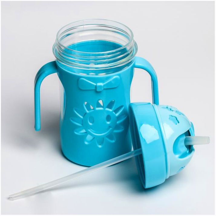 Картинка Поильник с силиконовой трубочкой «Солнышко», 250 мл., ручки, цвет МИКС (№2315140) от магазина Мир детей Товары для Новорожденных