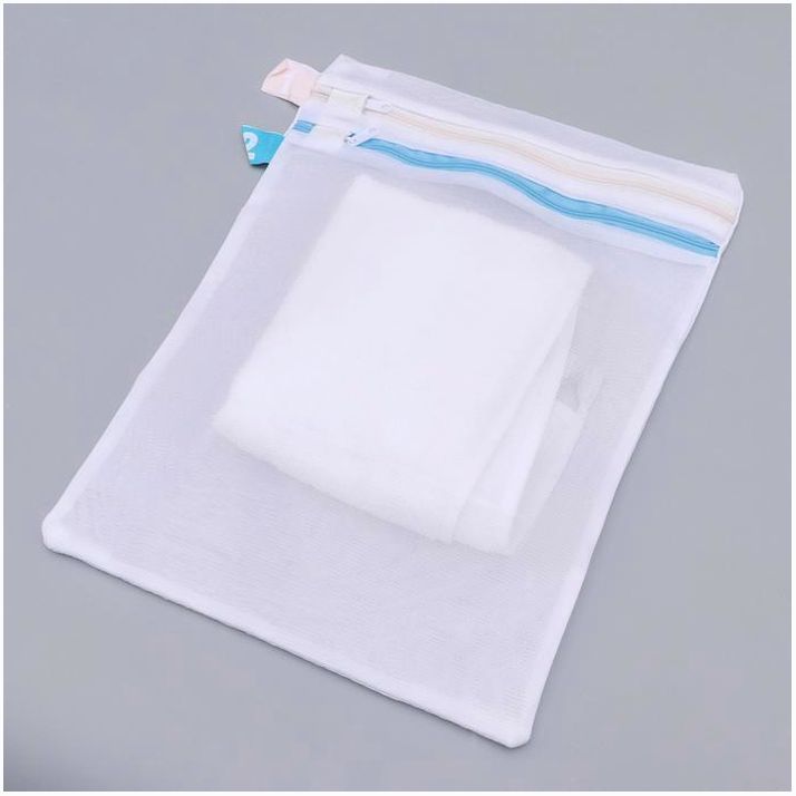 Мешок для стирки белья Доляна, 38?27 см, двойной, цвет белый артикул анонс 4789973