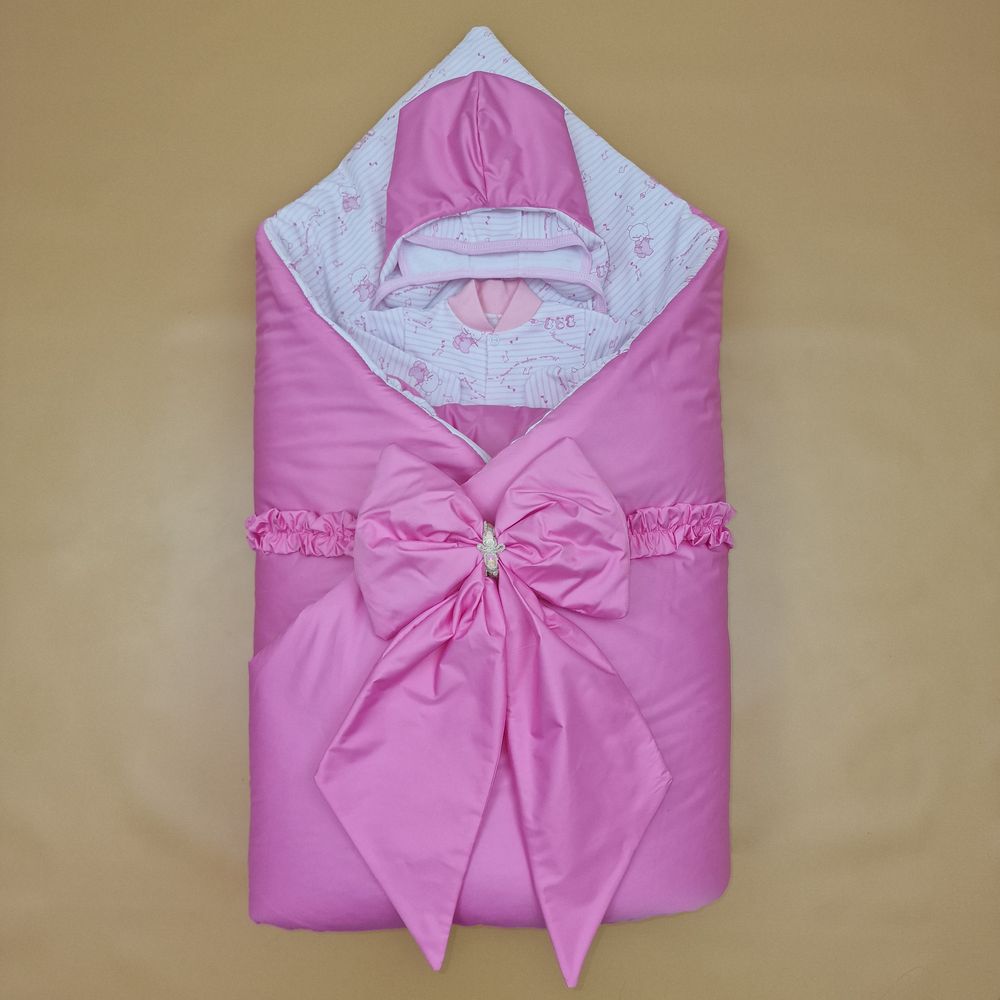 Комплект на выписку 3 пр: одеяло+шапочка+бант артикул анонс 1892д-2-2_у_11