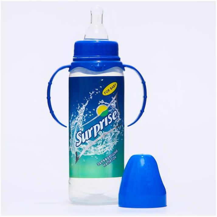 Картинка Бутылочка для кормления Surprise, классическое горло, от 0 мес, 250 мл., цилиндр, с ручками (№5399863) от магазина Мир детей Товары для Новорожденных