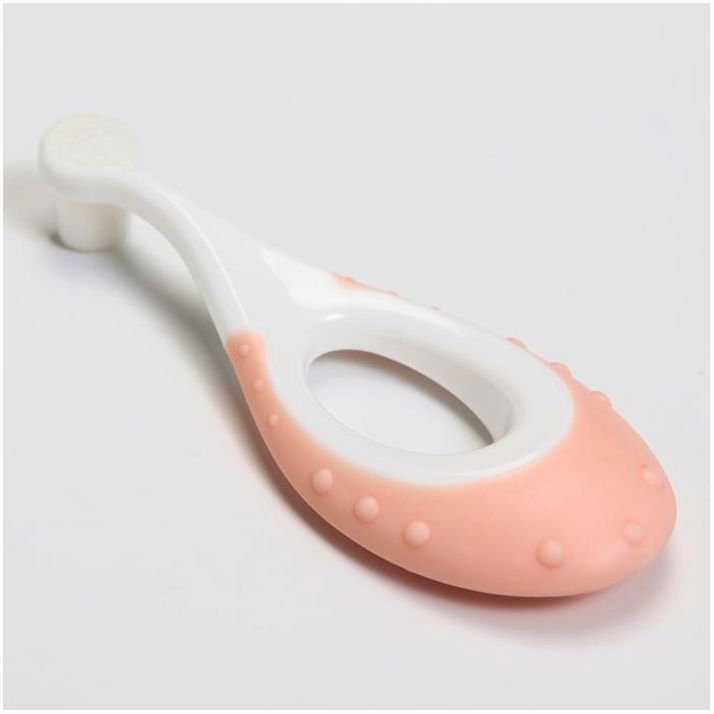 Картинка Детская зубная щетка, нейлон, с ограничителем, цвет розовый (№6929794) от магазина Мир детей Товары для Новорожденных