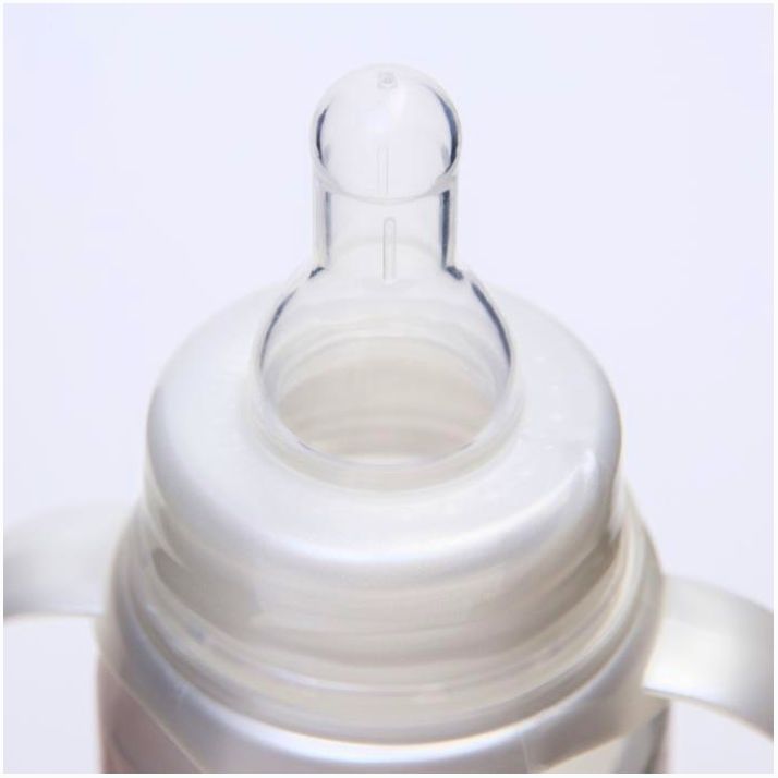 Картинка Бутылочка «Золотая коллекция: розовый мрамор», клас горло, 250 мл, от 3 мес, цилиндр, с ручками (№5399840) от магазина Мир детей Товары для Новорожденных