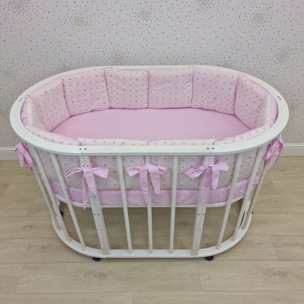 Бортик из 12 подушек по всему периметру кроватки (бязь/плюш + синтепон) артикул анонс 980_15