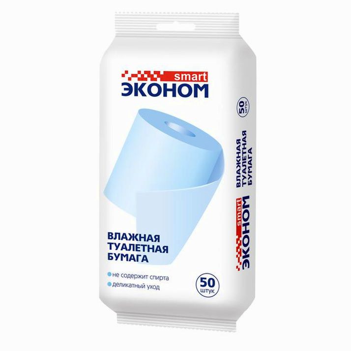 Влажная туалетная бумага Эконом smart, 50 шт артикул анонс 5495265