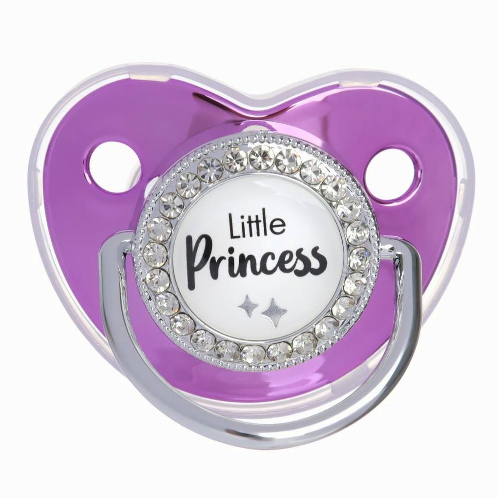 Картинка Набор: пустышка ортодонтическая с держателем, , от 6 мес, розовая/серебро, стразы (№10092752) от магазина Мир детей Товары для Новорожденных