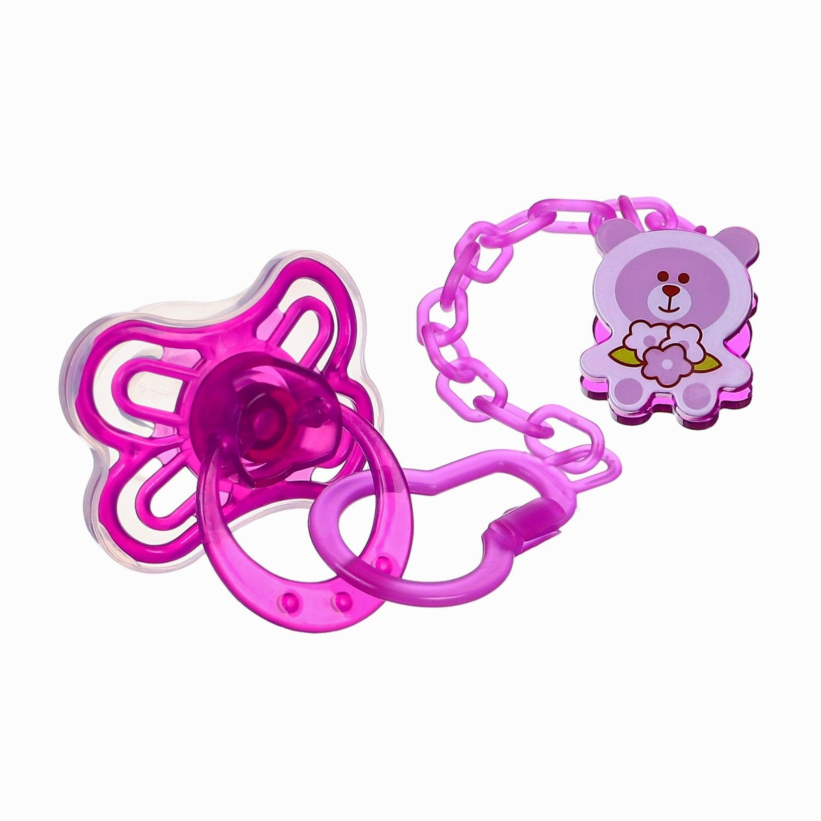 Набор Соска - пустышка с держателем, SL, КЛ +6 мес., с колпачком «Бабочка», фиолетовый артикул анонс 9844078