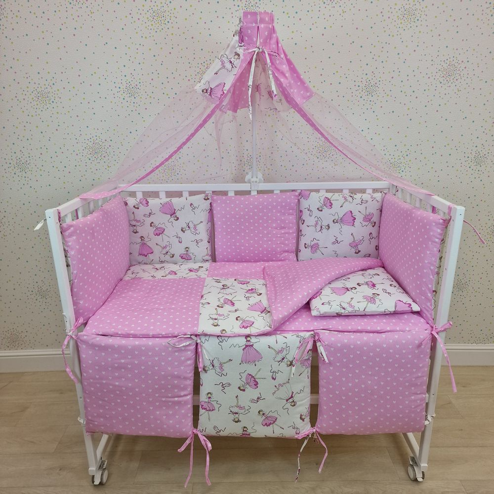 № 1126-2-1бб КПБ 13 пр (борт + пододеяльник + одеяло + наволочка + подушка + простынь (бязь) 6кв+2пр