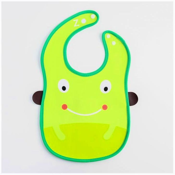 Нагрудник для кормления «Лягушка» непромокаемый на кнопке, с карманом артикул анонс 1026894