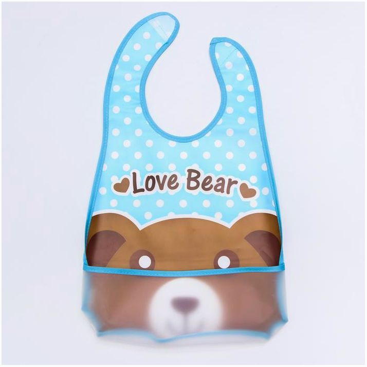 Картинка Нагрудник с карманом «Зверята», непромокаемый, на липучке, цвета МИКС (№1890563) от магазина Мир детей Товары для Новорожденных