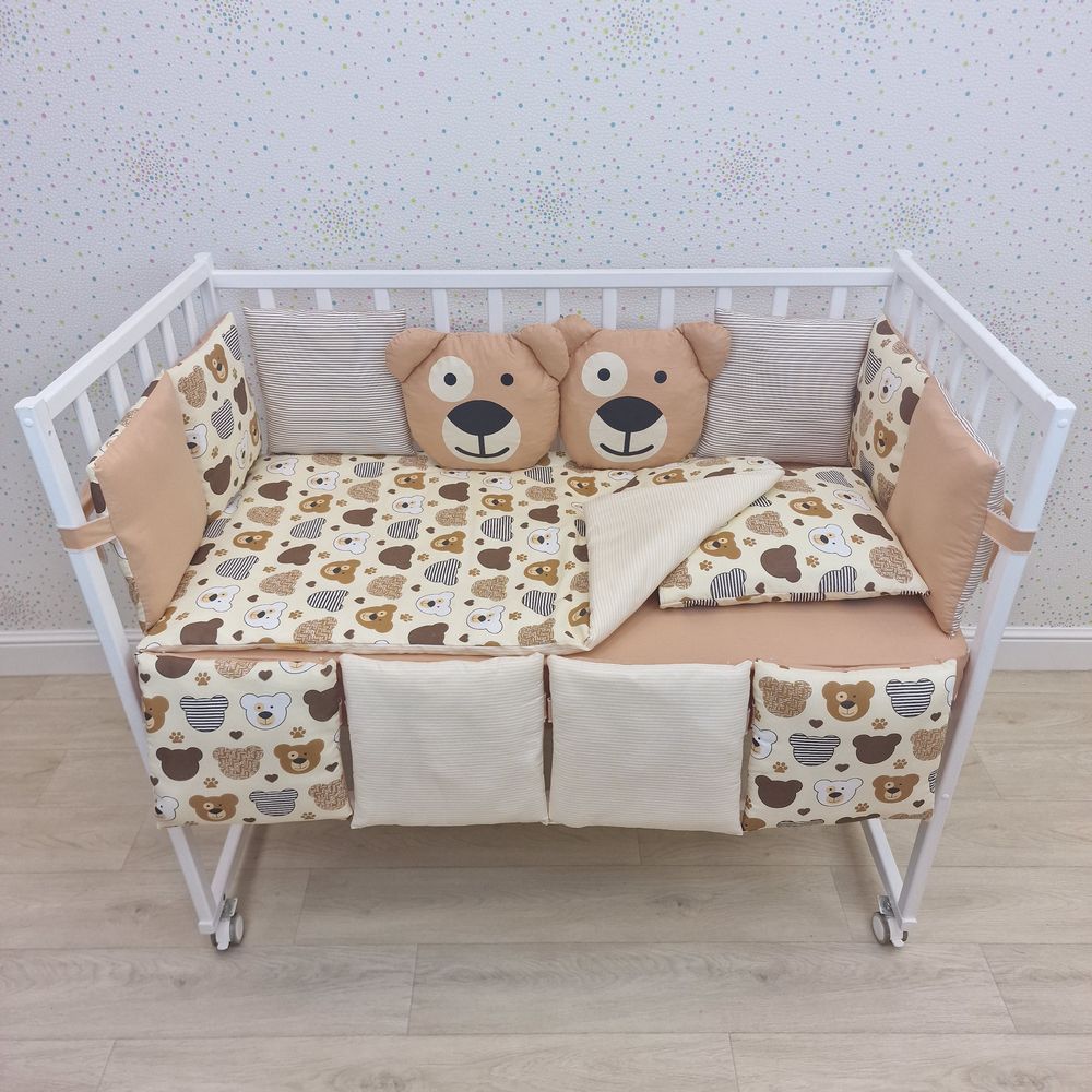 Картинка КПБ 17 пр (борт + пододеяльник + одеяло + наволочка + подушка + простынь (бязь) (№1132-0-1бб) цвета в ассортименте от магазина Мир детей Товары для Новорожденных