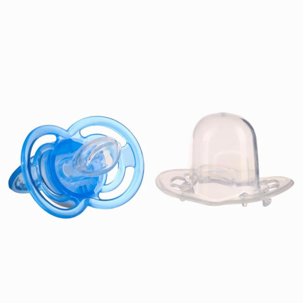 № 10095574 Соска- пустышка ортодотническая, с колпачком, +12 мес., голубой