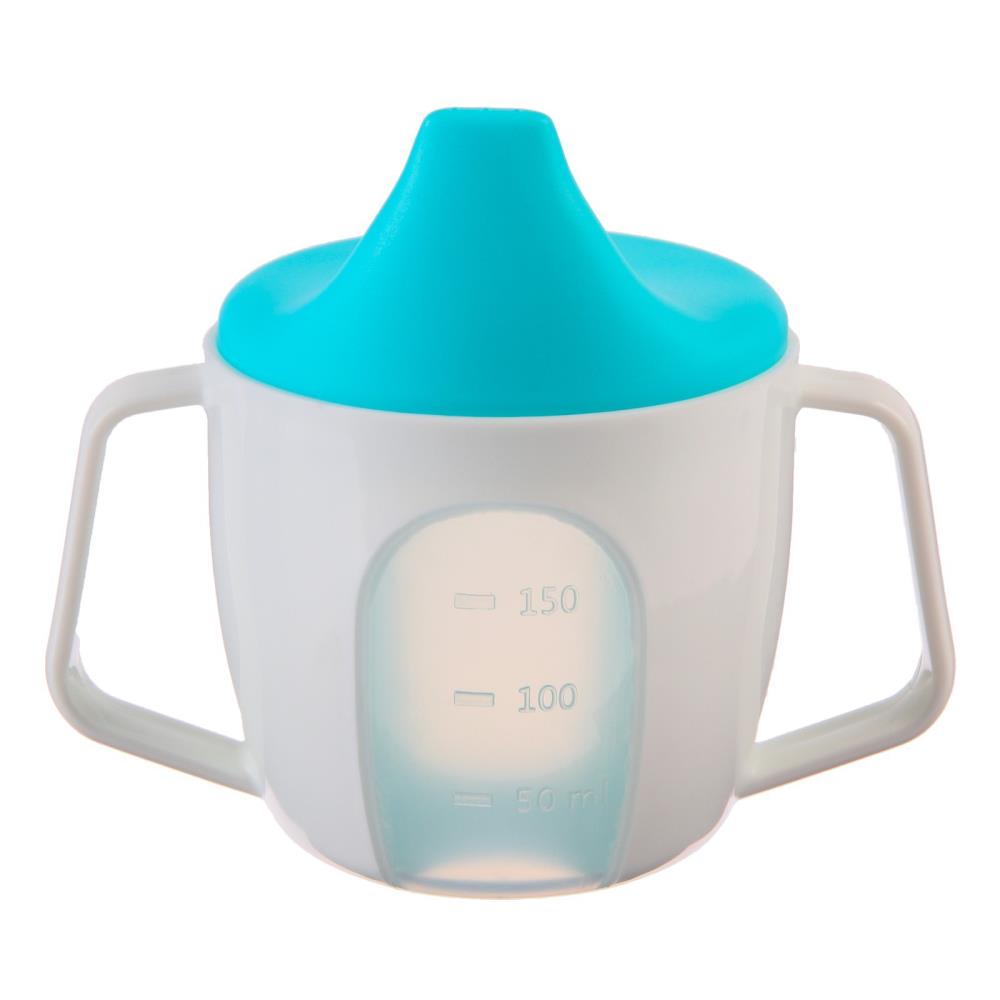 Картинка Поильник - чашечка 2 в 1 детский тренировочный, твердый носик, 150 мл., с ручками, цвет голубой (№9037735) от магазина Мир детей Товары для Новорожденных
