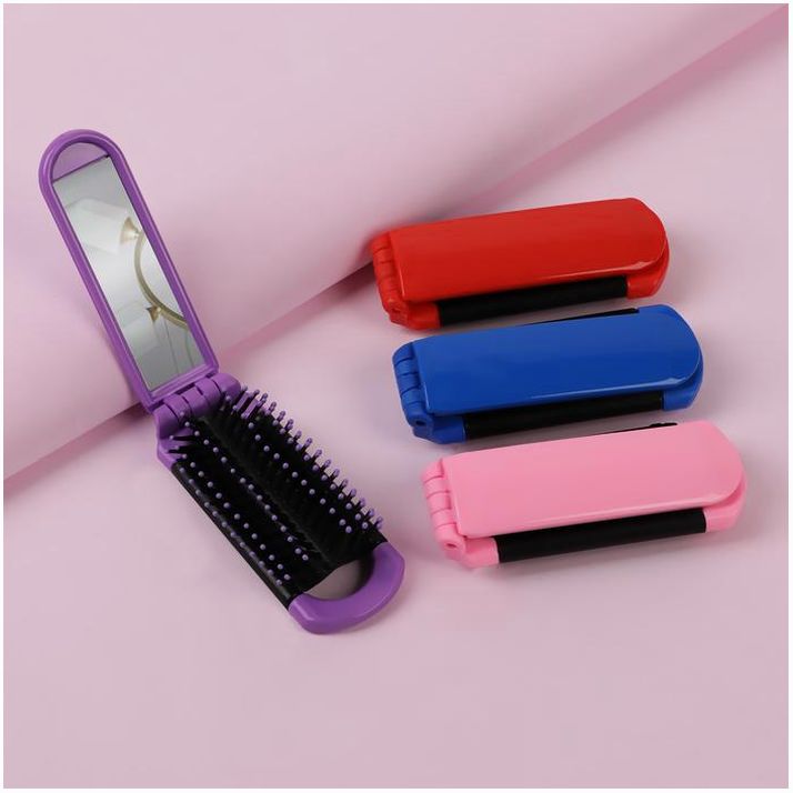 Расчёска массажная, складная, с зеркалом, 4 ? 10/20 см, цвет МИКС артикул анонс 467413