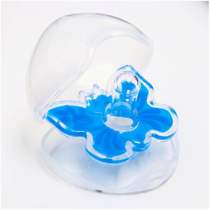 Картинка Пустышка цельносиликоновая, «Бабочка», контейнер, классическая, от 0 мес., цвет голубой (№4301013) от магазина Мир детей Товары для Новорожденных