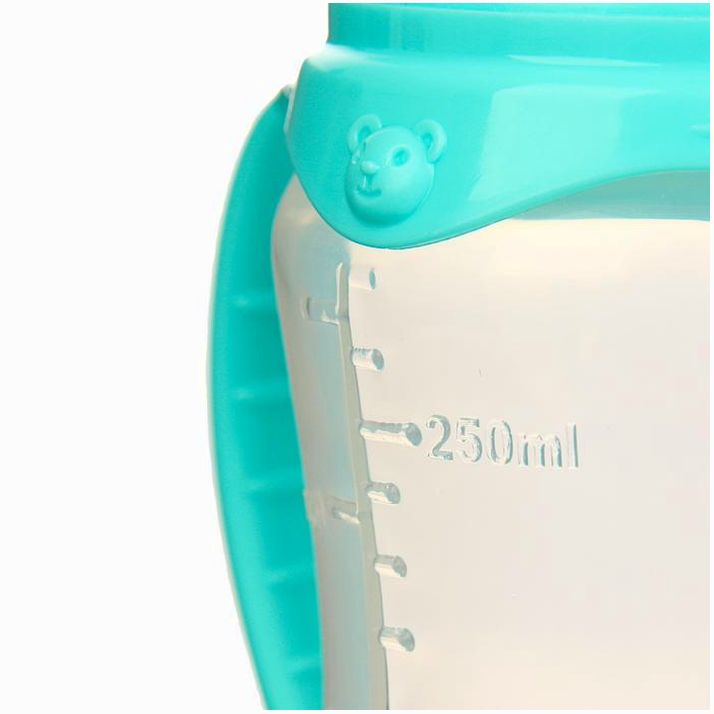 Картинка Бутылочка «Мишутка», классическое горло, приталенная, с ручками, 250 мл., от 0 мес., цвет бирюзовый (№2969837) от магазина Мир детей Товары для Новорожденных