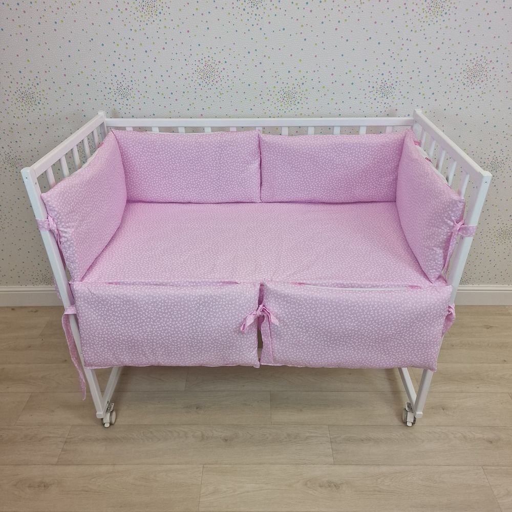 Бортик из 6 (0кв+6пр) подушек по всему периметру кроватки (бязь + синтепон) артикул анонс 962_19