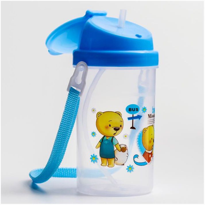 № 4600000 Поильник с силиконовой трубочкой, 350 мл., цвет МИКС